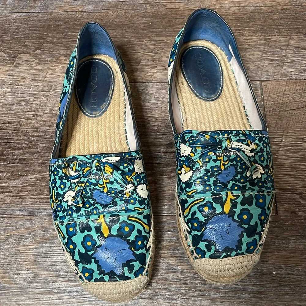Coach floral espadrille slip on shoes